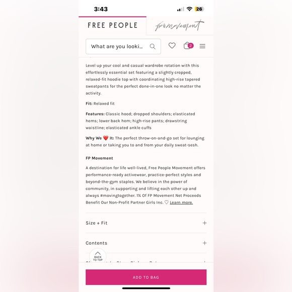 NWT FREE PEOPLE MOVEMENT Undefeated Set | Magnolia MSRP $148 Size S Oversized - Picture 6 of 13